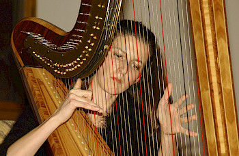 1 Frau spielt Harfe