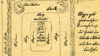 Skizze zur Gestaltung des Grabes von Ulrike von Kleist, 1908 (Ausschnitt) ©Stiftung Kleist-Museum